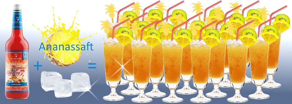 Tropical Mystery alkoholfrei ergibt 17 fertige Cocktails je Flasche